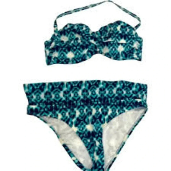 Victoria’s Secret Ikat Tribal Turquoise Tie Bottom Bikini Set  Sz Medium - Picture 3 of 7